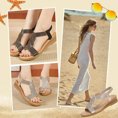 Luxury Rhinestone Sandals with Non-Slip, Soft Sole