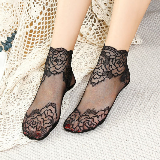 Graceful Lace Socks for Ladies – Soft, Stretchy & Age-Friendly Elegance